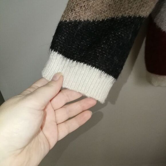 Junarose Abstract Color Block Print Open Front Chunky Knit Cardigan Plus Size 0X - Picture 5 of 12